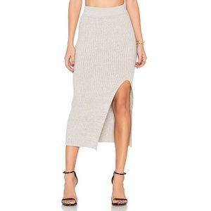 BCBG Ribbed Sweater Leg Slit Pencil Midi Skirt